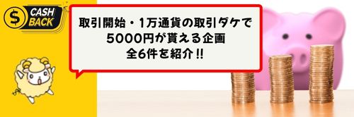 FX取引会社キャッシュバック企画6件
