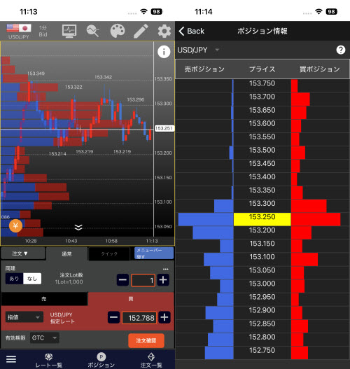 ヒロセ通商[LION FX]ポジション情報画面